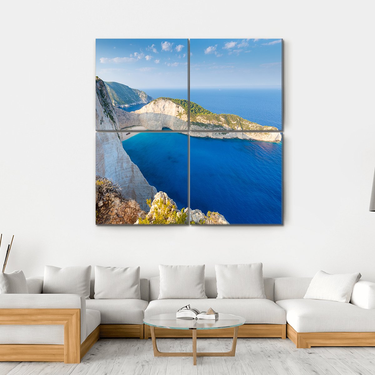 Navagio Beach Canvas Wall Art-4 Square-Gallery Wrap-17" x 17"-Tiaracle