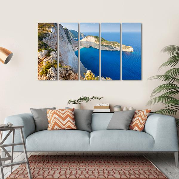 Navagio Beach Canvas Wall Art-5 Horizontal-Gallery Wrap-22" x 12"-Tiaracle