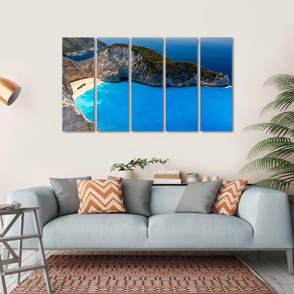 Navagio Beach Canvas Wall Art-5 Horizontal-Gallery Wrap-22" x 12"-Tiaracle