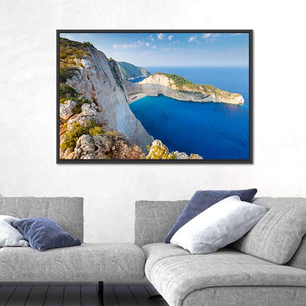 Navagio Beach Greece Canvas Wall Art-3 Horizontal-Gallery Wrap-25" x 16"-Tiaracle
