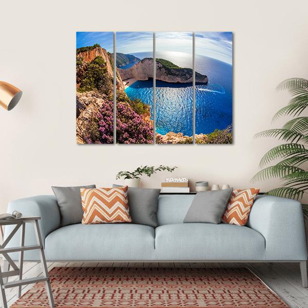 Navagio Beach In Greece Canvas Wall Art-4 Horizontal-Gallery Wrap-34" x 24"-Tiaracle