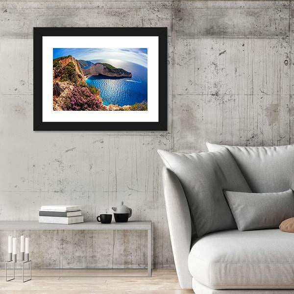 Navagio Beach In Greece Panoramic Canvas Wall Art-1 Piece-36" x 12"-Tiaracle