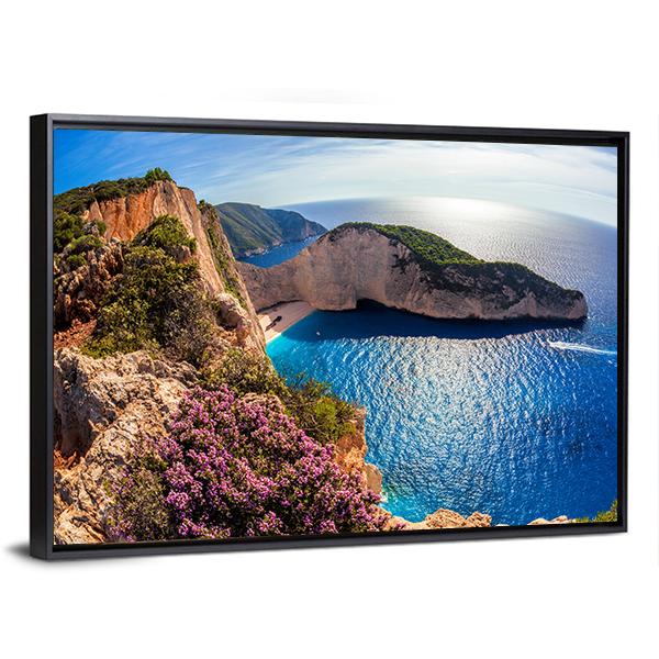 Navagio Beach In Greece Panoramic Canvas Wall Art-1 Piece-36" x 12"-Tiaracle