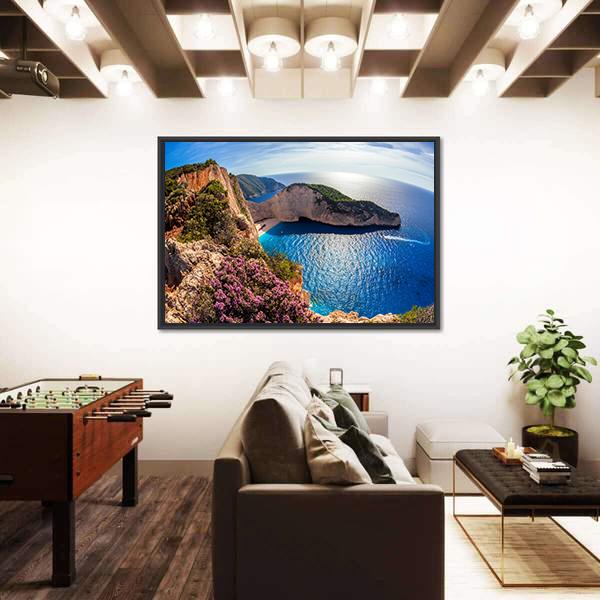Navagio Beach In Greece Panoramic Canvas Wall Art-1 Piece-36" x 12"-Tiaracle