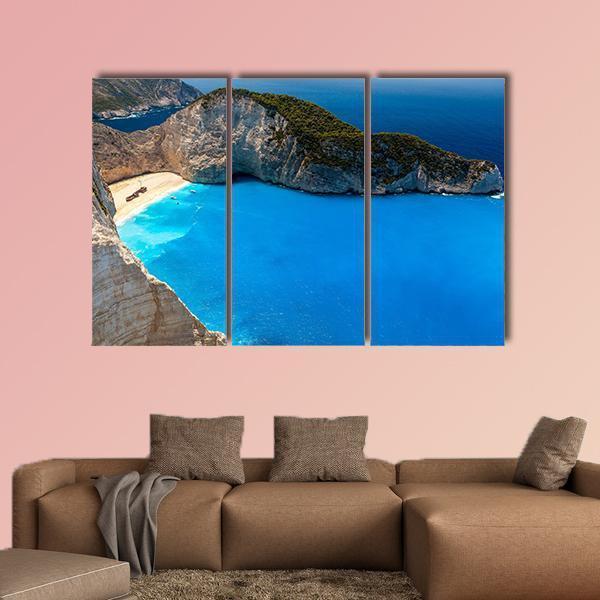 Navagio Beach Canvas Wall Art-3 Horizontal-Gallery Wrap-37" x 24"-Tiaracle