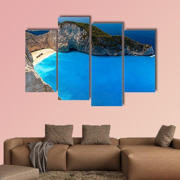 Navagio Beach Canvas Wall Art-4 Pop-Gallery Wrap-50" x 32"-Tiaracle