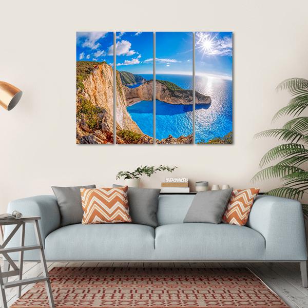 Navagio Beach With Shipwreck Greece Canvas Wall Art-4 Horizontal-Gallery Wrap-34" x 24"-Tiaracle