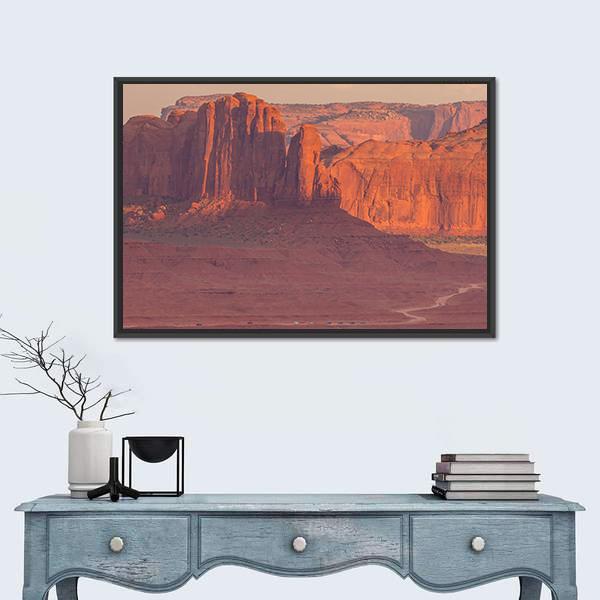 Navajo Park Of Monument Valley Canvas Wall Art-1 Piece-Floating Frame-24" x 16"-Tiaracle