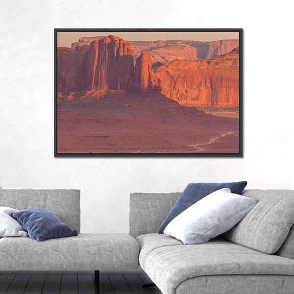 Navajo Park Of Monument Valley Canvas Wall Art-3 Horizontal-Gallery Wrap-25" x 16"-Tiaracle