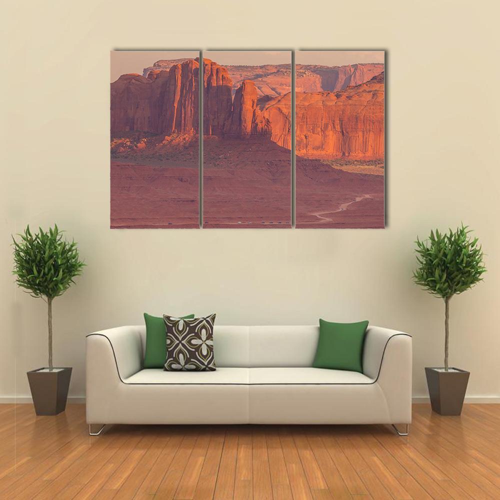 Navajo Park Of Monument Valley Canvas Wall Art-3 Horizontal-Gallery Wrap-37" x 24"-Tiaracle