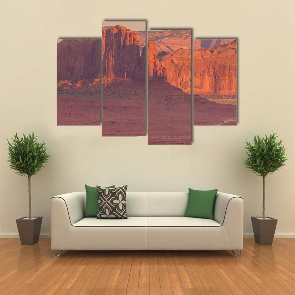 Navajo Park Of Monument Valley Canvas Wall Art-4 Pop-Gallery Wrap-50" x 32"-Tiaracle
