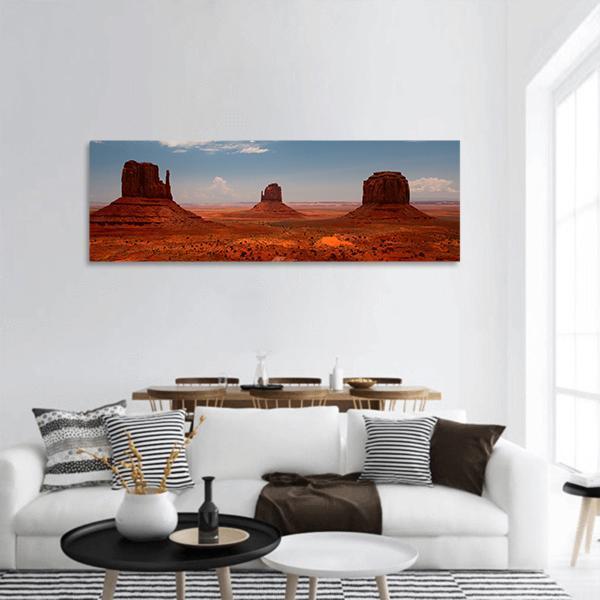 Monument Valley Utah Panoramic Canvas Wall Art-1 Piece-36" x 12"-Tiaracle