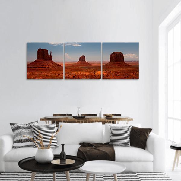 Monument Valley Utah Panoramic Canvas Wall Art-3 Piece-25" x 08"-Tiaracle