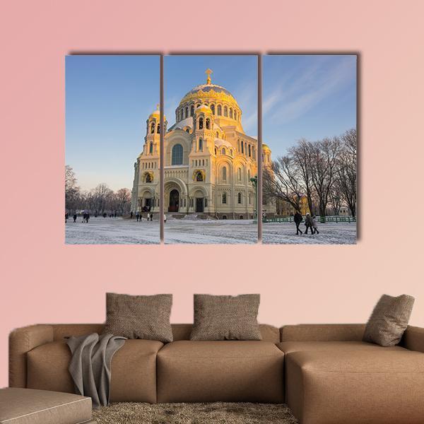 Naval Cathedral Russia Canvas Wall Art-3 Horizontal-Gallery Wrap-37" x 24"-Tiaracle