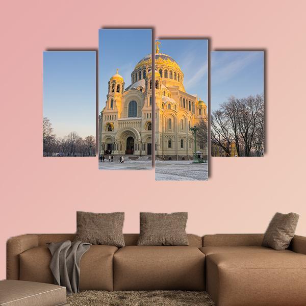 Naval Cathedral Russia Canvas Wall Art-4 Pop-Gallery Wrap-50" x 32"-Tiaracle