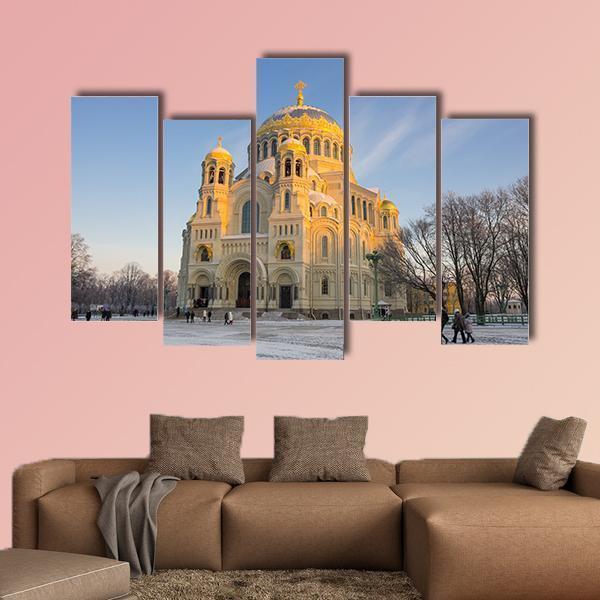 Naval Cathedral Russia Canvas Wall Art-5 Pop-Gallery Wrap-47" x 32"-Tiaracle