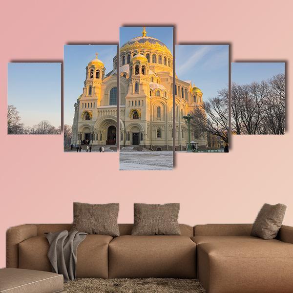 Naval Cathedral Russia Canvas Wall Art-5 Star-Gallery Wrap-62" x 32"-Tiaracle