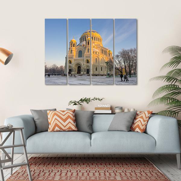 Naval Cathedral Russia Canvas Wall Art-4 Horizontal-Gallery Wrap-34" x 24"-Tiaracle