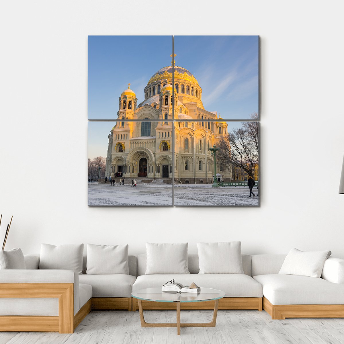 Naval Cathedral Russia Canvas Wall Art-4 Square-Gallery Wrap-17" x 17"-Tiaracle