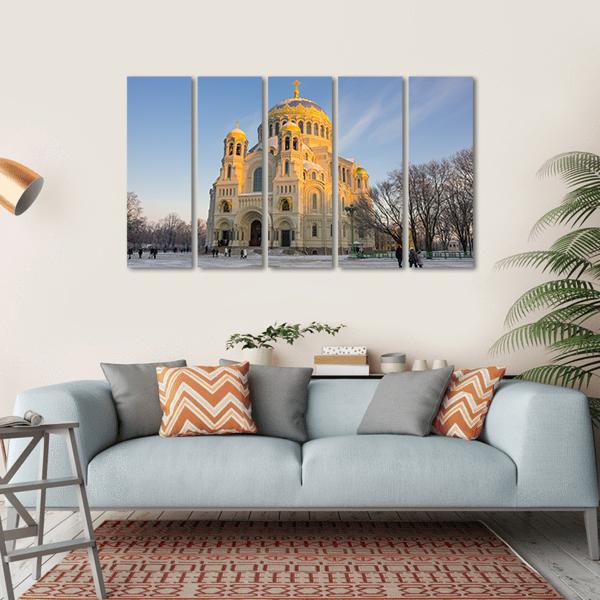 Naval Cathedral Russia Canvas Wall Art-5 Horizontal-Gallery Wrap-22" x 12"-Tiaracle
