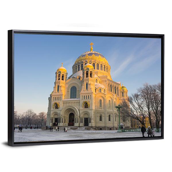 Naval Cathedral Russia Canvas Wall Art-3 Horizontal-Gallery Wrap-25" x 16"-Tiaracle