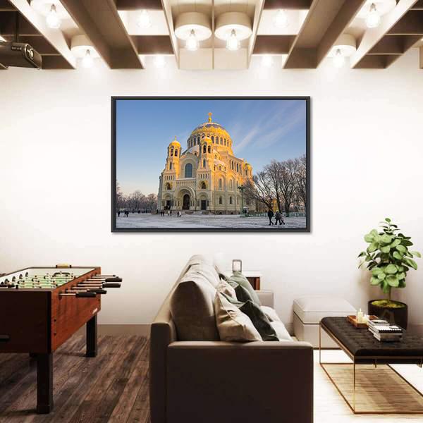Naval Cathedral Russia Canvas Wall Art-3 Horizontal-Gallery Wrap-25" x 16"-Tiaracle