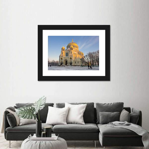 Naval Cathedral Russia Canvas Wall Art-3 Horizontal-Gallery Wrap-25" x 16"-Tiaracle