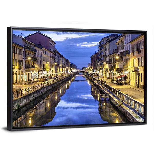 Naviglio Grande Canal Canvas Wall Art-3 Horizontal-Gallery Wrap-25" x 16"-Tiaracle