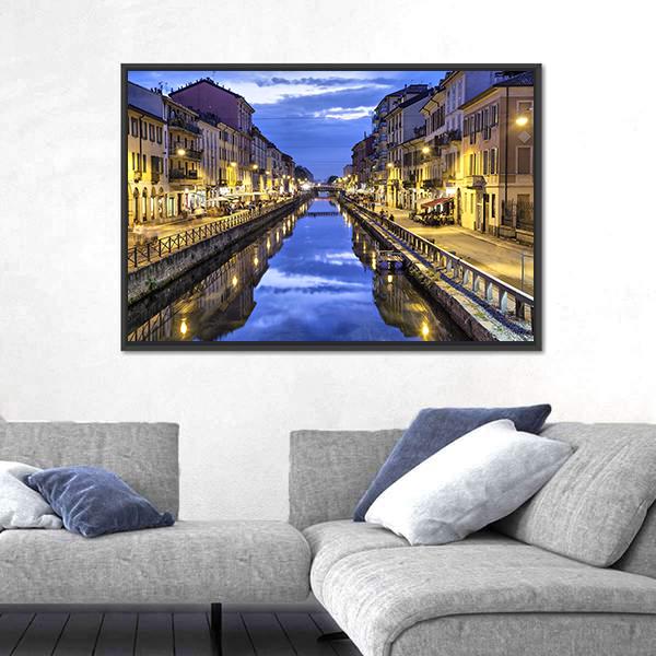 Naviglio Grande Canal Canvas Wall Art-3 Horizontal-Gallery Wrap-25" x 16"-Tiaracle
