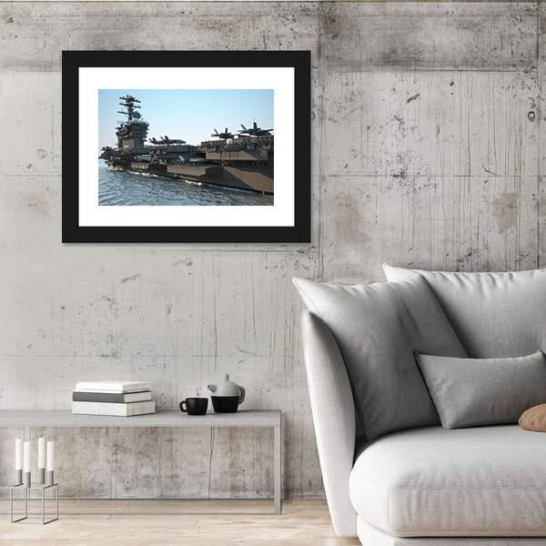 Navy Aircraft Carrier Canvas Wall Art-3 Horizontal-Gallery Wrap-25" x 16"-Tiaracle