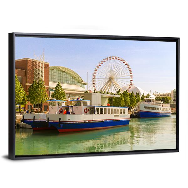 Navy Pier Chicago Canvas Wall Art-3 Horizontal-Gallery Wrap-25" x 16"-Tiaracle