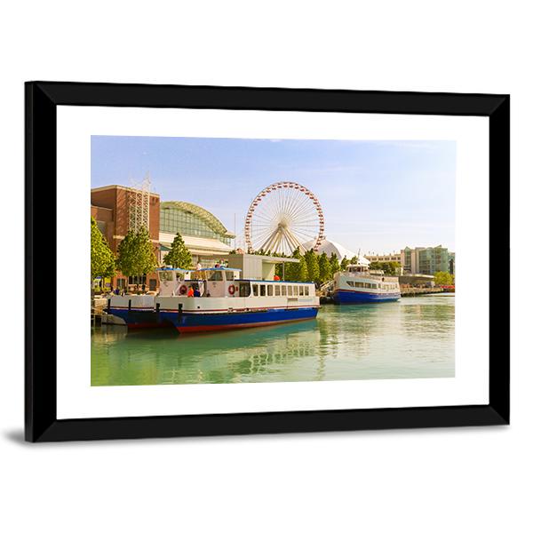 Navy Pier Chicago Canvas Wall Art-3 Horizontal-Gallery Wrap-25" x 16"-Tiaracle