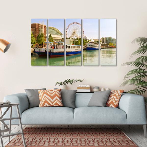Navy Pier Chicago Canvas Wall Art-5 Horizontal-Gallery Wrap-22" x 12"-Tiaracle