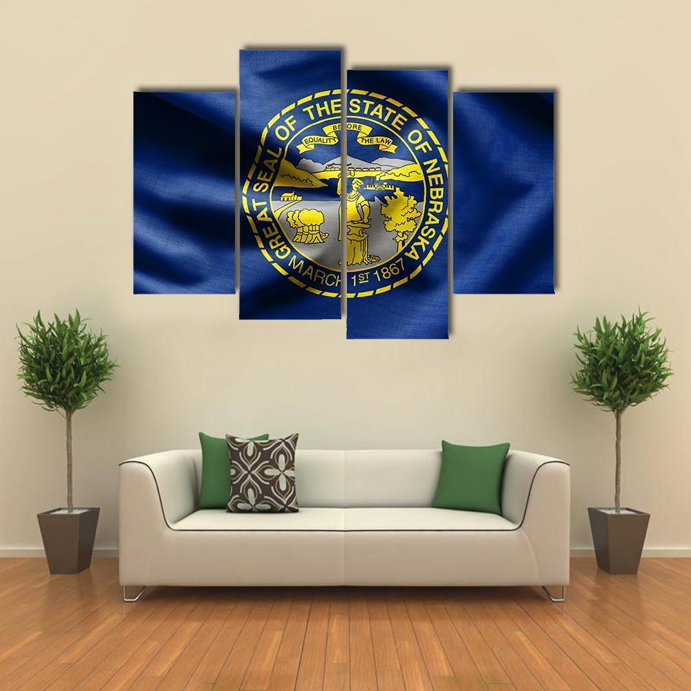 Nebraska Flag Canvas Wall Art-4 Pop-Gallery Wrap-50" x 32"-Tiaracle