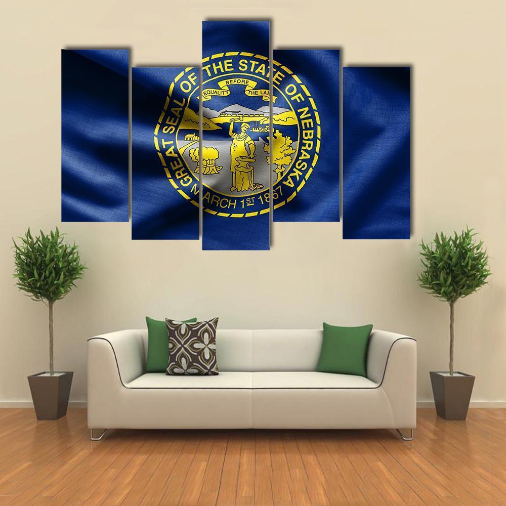 Nebraska Flag Canvas Wall Art-5 Pop-Gallery Wrap-47" x 32"-Tiaracle