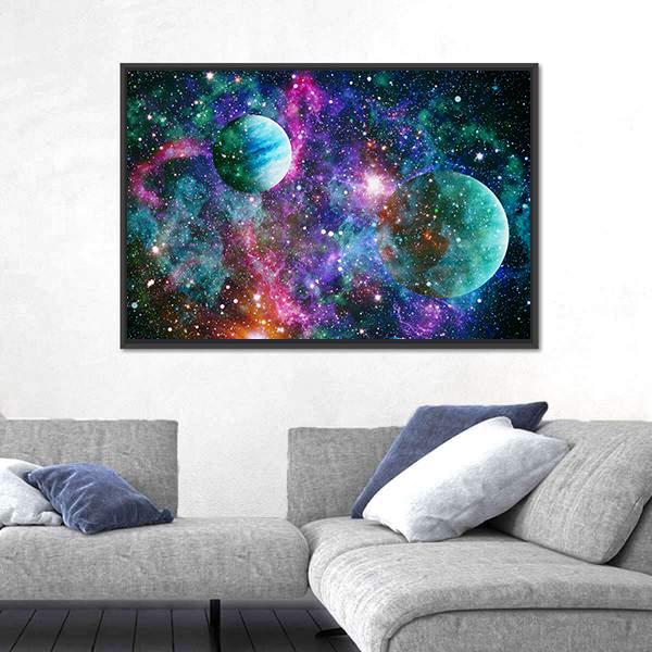 Nebula &amp; Galaxies Panoramic Canvas Wall Art-1 Piece-36" x 12"-Tiaracle
