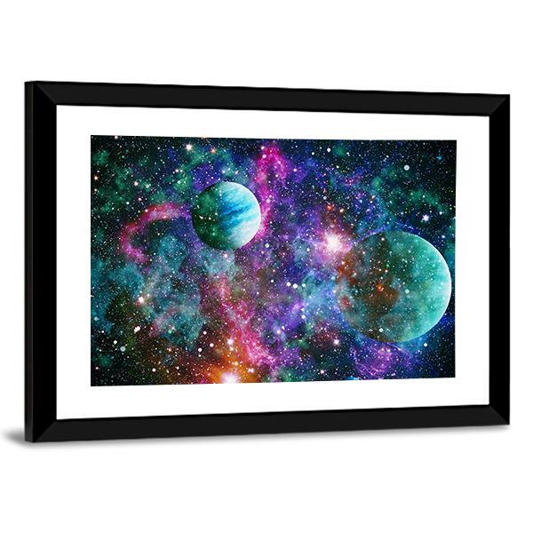 Nebula &amp; Galaxies Panoramic Canvas Wall Art-1 Piece-36" x 12"-Tiaracle