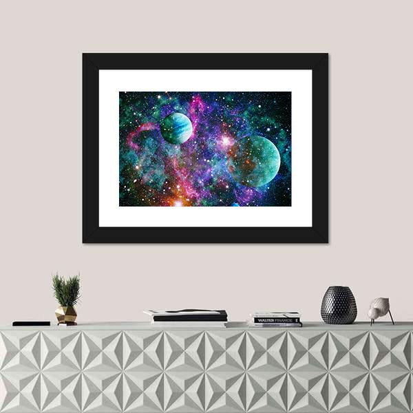 Nebula &amp; Galaxies Panoramic Canvas Wall Art-1 Piece-36" x 12"-Tiaracle