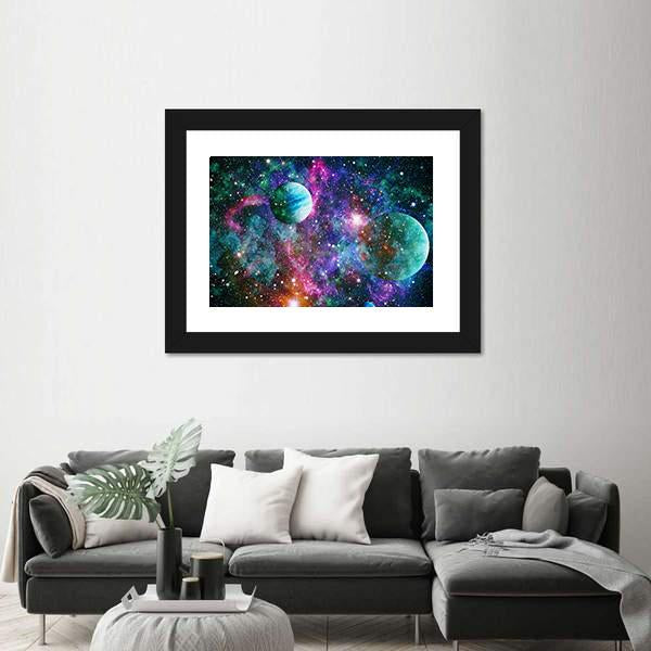 Nebula &amp; Galaxies Panoramic Canvas Wall Art-1 Piece-36" x 12"-Tiaracle