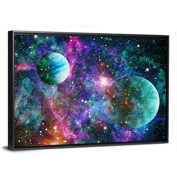 Nebula &amp; Galaxies Panoramic Canvas Wall Art-1 Piece-36" x 12"-Tiaracle