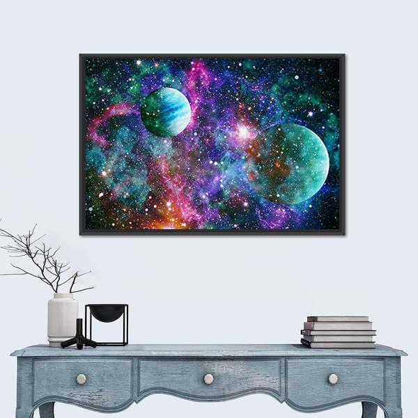 Nebula &amp; Galaxies Panoramic Canvas Wall Art-1 Piece-36" x 12"-Tiaracle