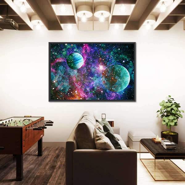 Nebula &amp; Galaxies Panoramic Canvas Wall Art-1 Piece-36" x 12"-Tiaracle