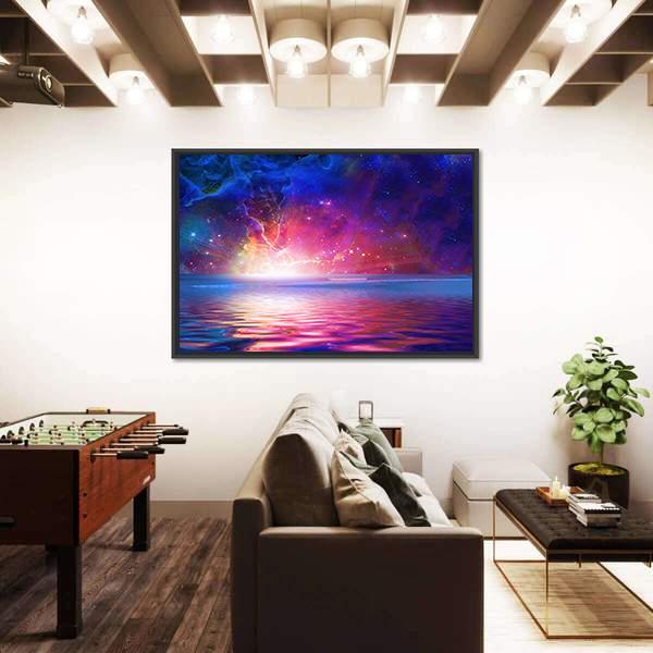 Nebula Over Alien Planet Canvas Wall Art-3 Horizontal-Gallery Wrap-25" x 16"-Tiaracle