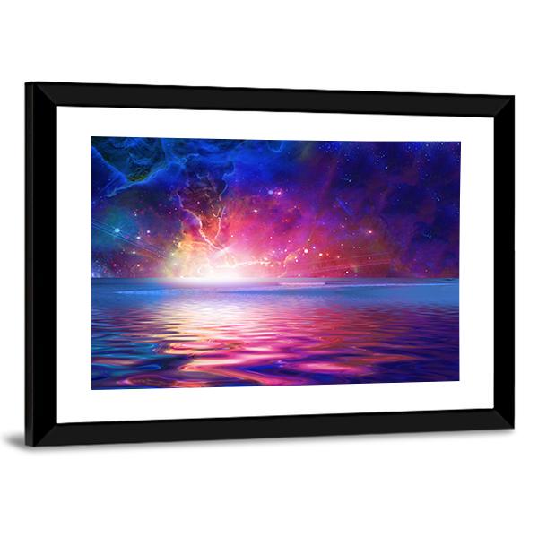 Nebula Over Alien Planet Canvas Wall Art-3 Horizontal-Gallery Wrap-25" x 16"-Tiaracle
