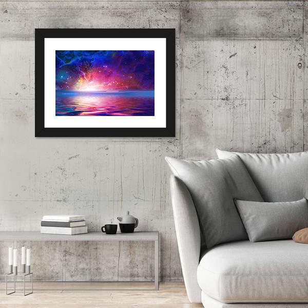 Nebula Over Alien Planet Canvas Wall Art-3 Horizontal-Gallery Wrap-25" x 16"-Tiaracle