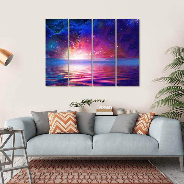 Nebula Over Alien Planet Canvas Wall Art-4 Horizontal-Gallery Wrap-34" x 24"-Tiaracle