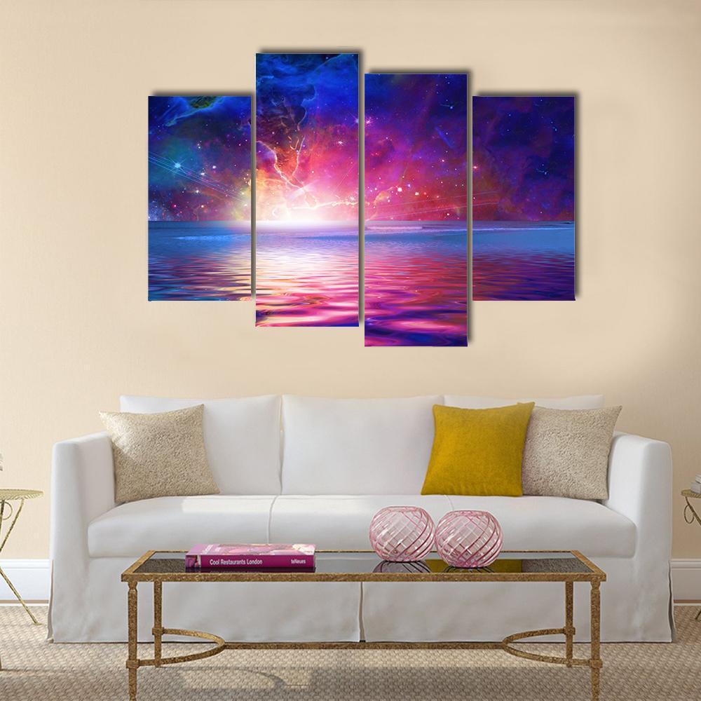 Nebula Over Alien Planet Canvas Wall Art-4 Pop-Gallery Wrap-50" x 32"-Tiaracle