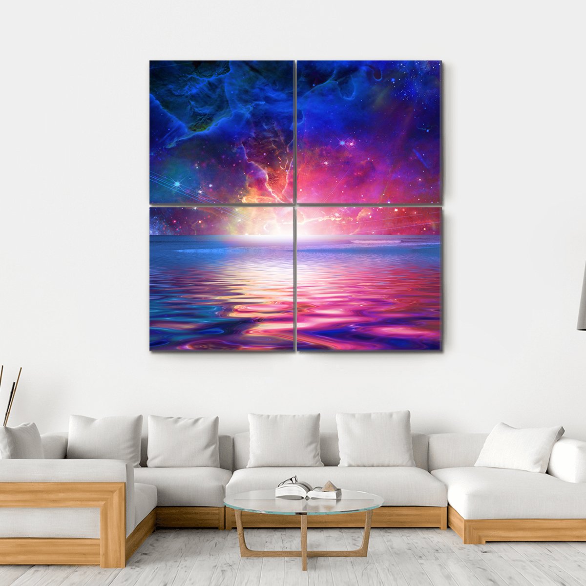 Nebula Over Alien Planet Canvas Wall Art-4 Square-Gallery Wrap-17" x 17"-Tiaracle