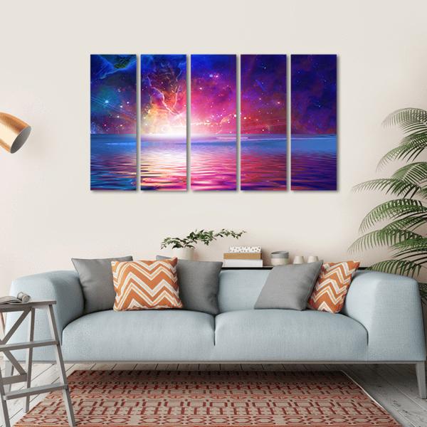 Nebula Over Alien Planet Canvas Wall Art-5 Horizontal-Gallery Wrap-22" x 12"-Tiaracle