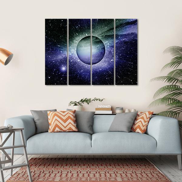 Nebula Planet And Star Dust Canvas Wall Art-4 Horizontal-Gallery Wrap-34" x 24"-Tiaracle